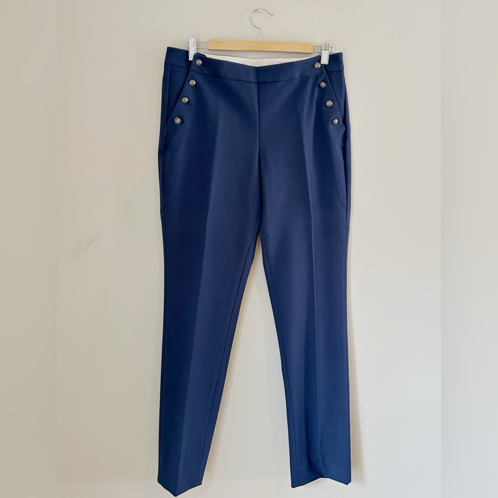 Brooks Brothers Red Fleece Classic Blue Straight Leg Pants Gold Buttons Size 8